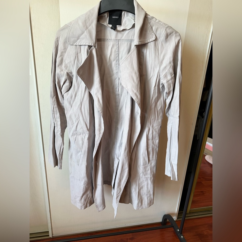Gray light trench coat